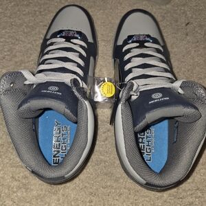 Skechers Energy Lights Boys Size 7.5 Grey/ Black New